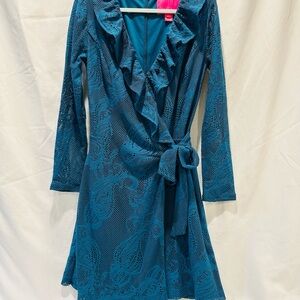 Lilly Pulitzer Teal Lace Detail Romper/Dress